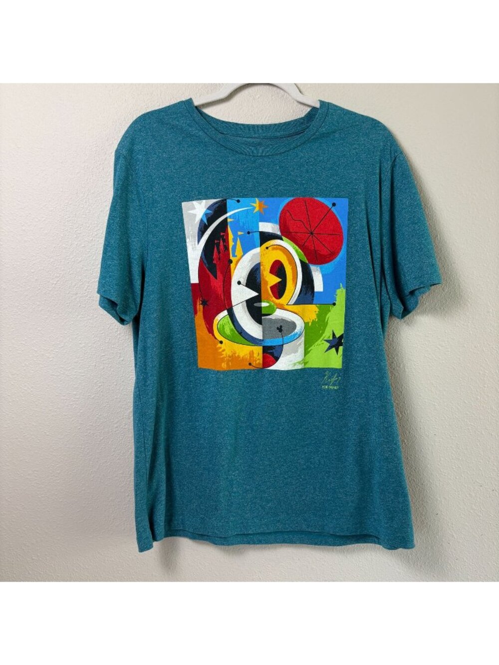 Disney Parks Artist Series Mickey Mouse T Shirt Dave Keefer Adult Size L Blue